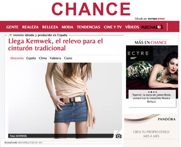 Europa Press (CHANCE) destaca KEMWEK como el sustituto al cinturón tradicional. ¿Tienes ya el tuyo?